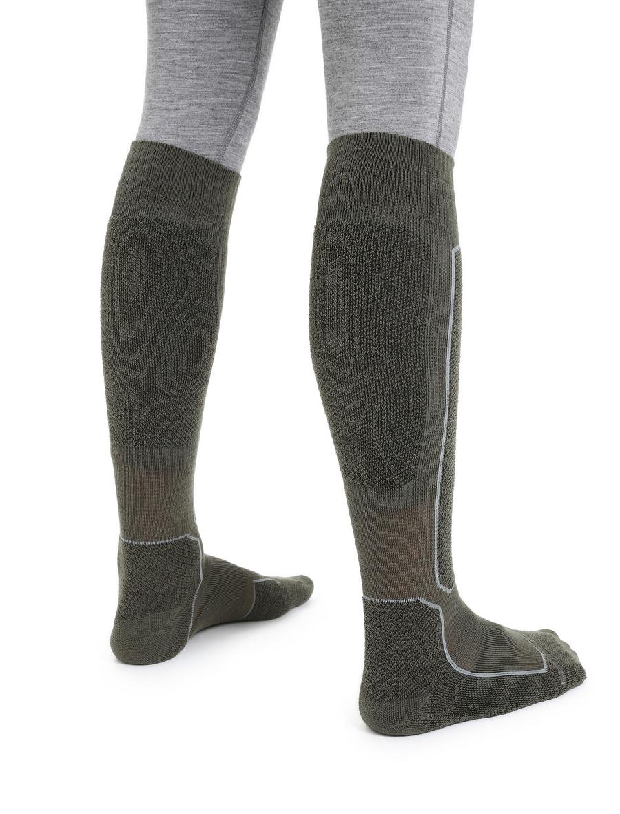 Chaussettes Icebreaker Merino Ski+ Light Over the Calf Homme Vert Olive Noir | FR 1013JPQJ